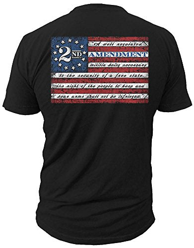 2nd Amendment Brand Vintage American Flag - Made of USA - Mens 100% Cotton T-Shirt Second 2A, Black (LARGE)