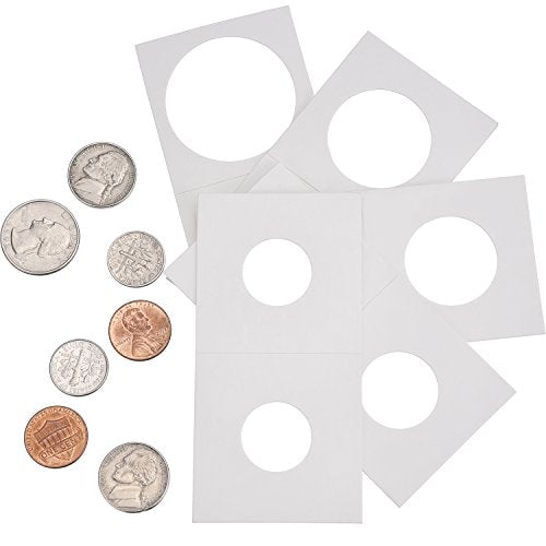 Favourde 300 Pieces Cardboard Coin Holder Flip Mega Assortment, 2 by 2 Inch  for Coin Collection (6 Sizes)