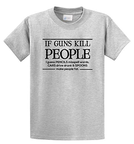 Comical Shirt Men's If Guns Kill People Pencils Misspell Words. Funny Ash Grey S