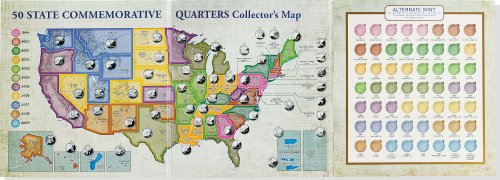 50 State Commemorative Quarters Collector's Map (includes both mints!)