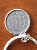 1865 Three-Cent Nickel Necklace with Silver Chain and Bezel