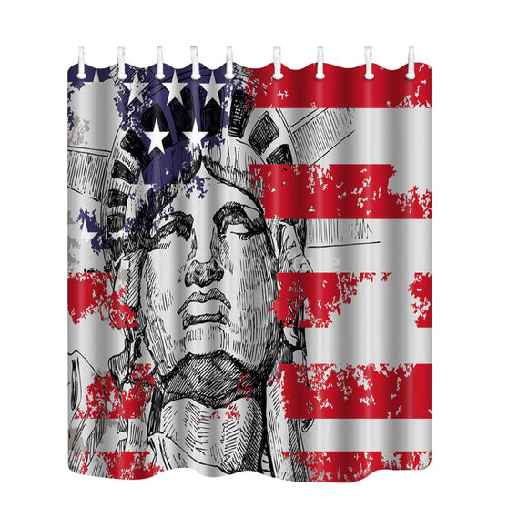 American USA the Statue of Liberty Painted Polyester Bath Shower Curtain