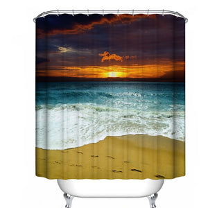 Custom Fabric Waterproof Bathroom Shower Curtain (Beach Scene)